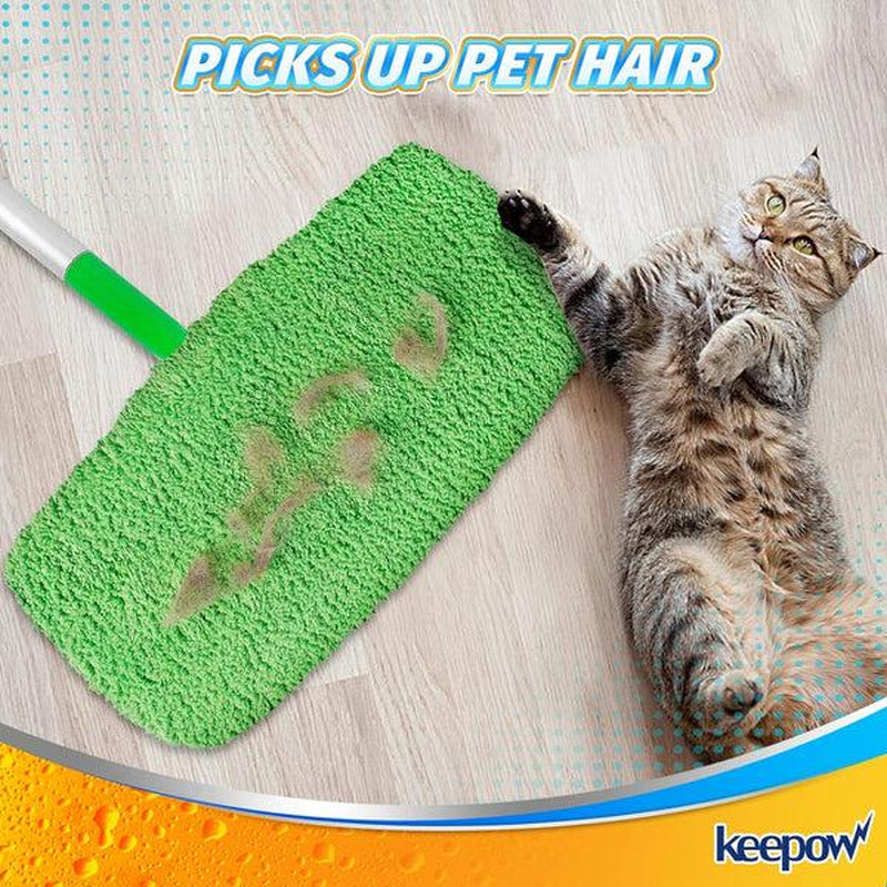 KEEPOW Reusable Wet Pads Compatible with Swiffer Sweeper Mop, Dry Sweeping Cloths, Washable Microfiber Wet Mopping Cloth Refills for Surface/Hardwood Floor Cleaning, 6/8/10 Pack (Mop Is Not Included)