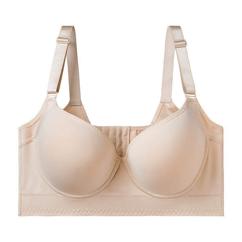 New-Plus Size Girls' Bra, Comfortable, Slimming and Anti-Sagging, Black and Beige