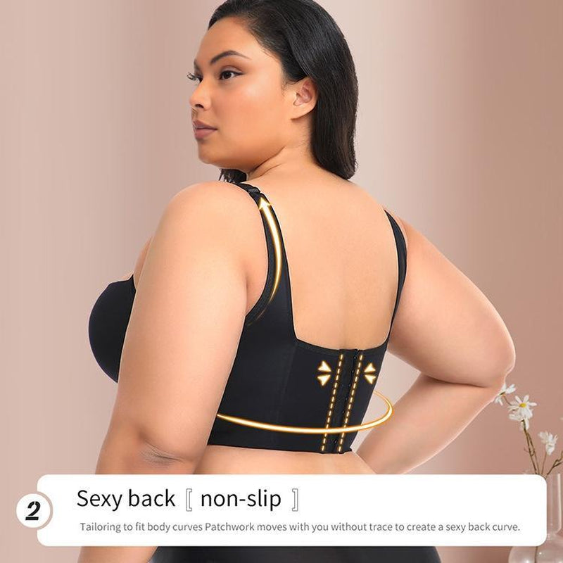 New-Plus Size Girls' Bra, Comfortable, Slimming and Anti-Sagging, Black and Beige