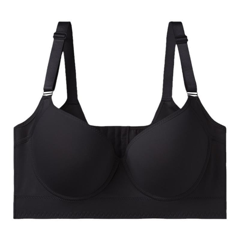 New-Plus Size Girls' Bra, Comfortable, Slimming and Anti-Sagging, Black and Beige