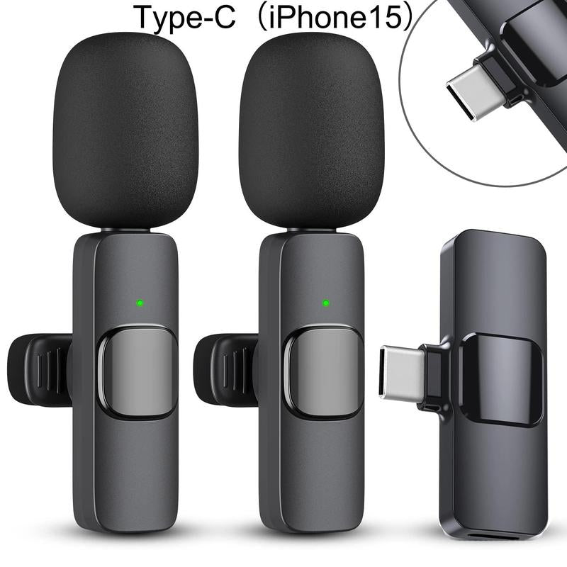 2 Pack Professional Wireless Mini Microphone for Ios and Android Devices, Professional Microphone for Video Recording, Vlog,Live Streaming