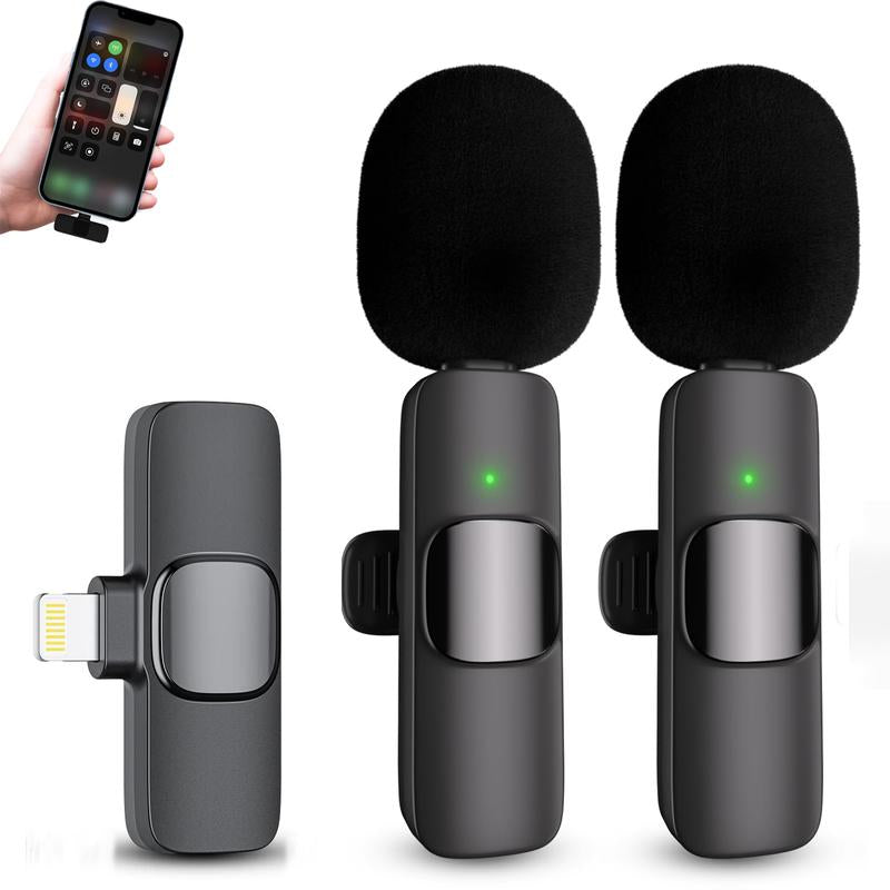 2 Pack Professional Wireless Mini Microphone for Ios and Android Devices, Professional Microphone for Video Recording, Vlog,Live Streaming