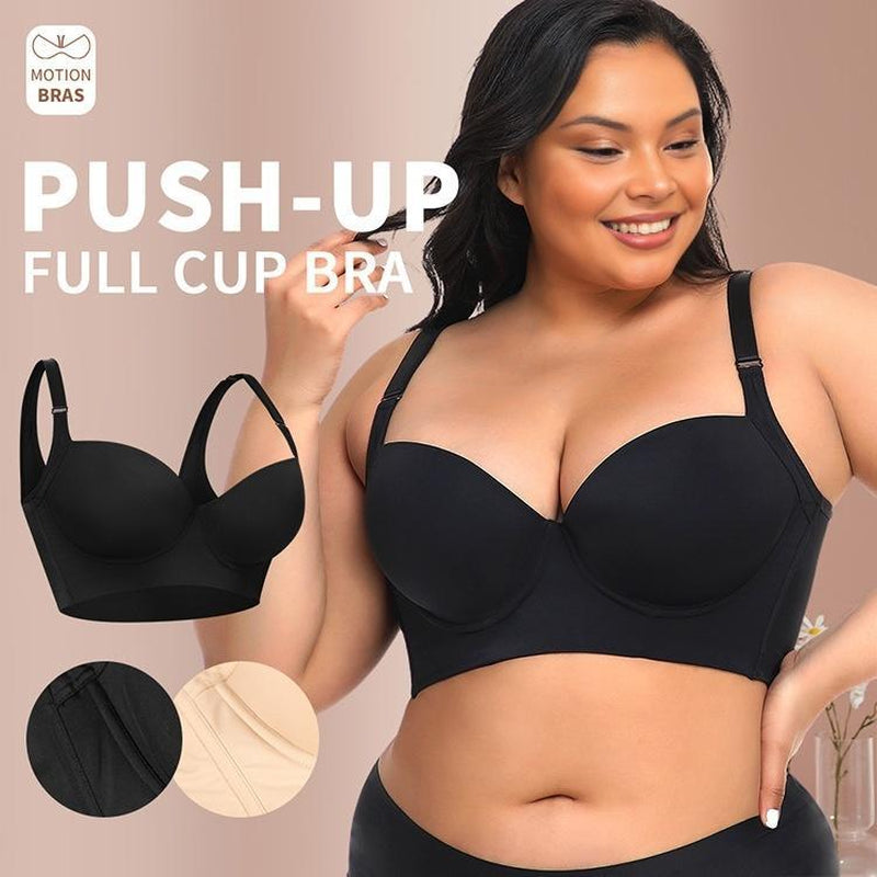 New-Plus Size Girls' Bra, Comfortable, Slimming and Anti-Sagging, Black and Beige