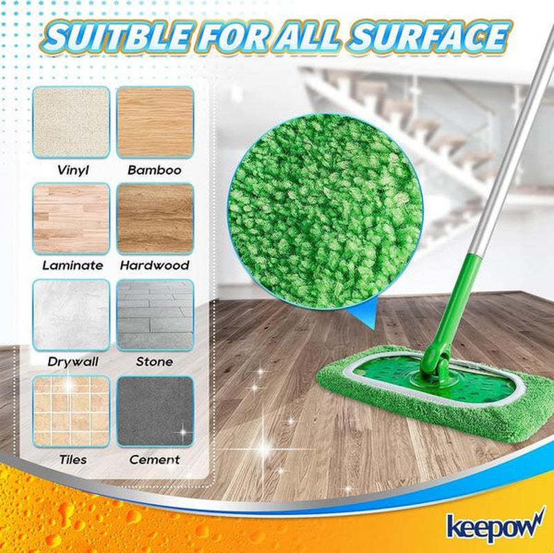 KEEPOW Reusable Wet Pads Compatible with Swiffer Sweeper Mop, Dry Sweeping Cloths, Washable Microfiber Wet Mopping Cloth Refills for Surface/Hardwood Floor Cleaning, 6/8/10 Pack (Mop Is Not Included)