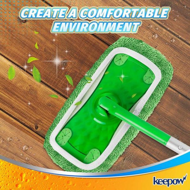 KEEPOW Reusable Wet Pads Compatible with Swiffer Sweeper Mop, Dry Sweeping Cloths, Washable Microfiber Wet Mopping Cloth Refills for Surface/Hardwood Floor Cleaning, 6/8/10 Pack (Mop Is Not Included)