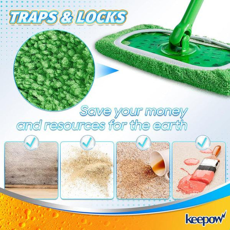 KEEPOW Reusable Wet Pads Compatible with Swiffer Sweeper Mop, Dry Sweeping Cloths, Washable Microfiber Wet Mopping Cloth Refills for Surface/Hardwood Floor Cleaning, 6/8/10 Pack (Mop Is Not Included)